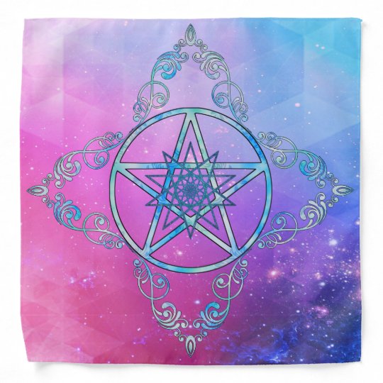 Cosmic Nebula Blue Pentacle Star Tarot Altar Cloth Bandana 