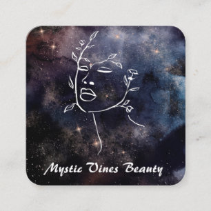 *~* Cosmic Nebula Fantasy Goddess Floral QR Square Business Card