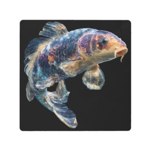 Cosmic Nebula Koi Metal Print