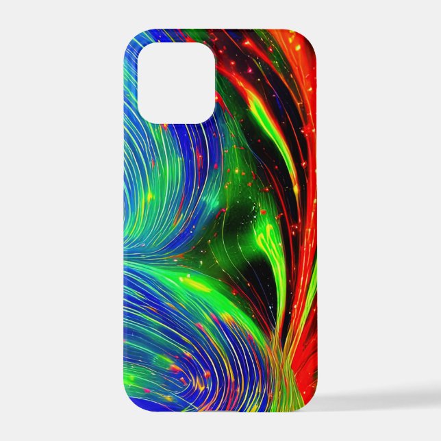 Cosmic Neon Flow iPhone Case – Red & Blue Abstract (Back)