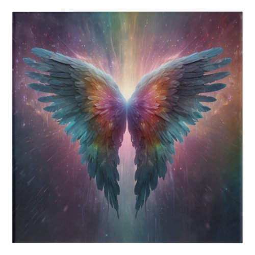*~*Cosmic Neon Glowing Angel Wings AP78 Acrylic Print