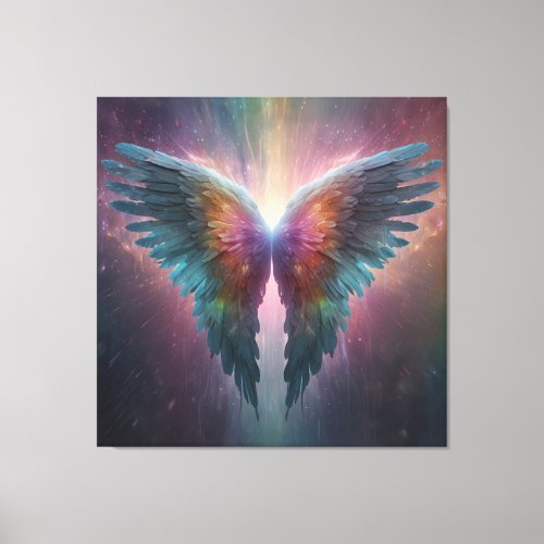 *~*Cosmic Neon Glowing Angel Wings AP78 Canvas Print