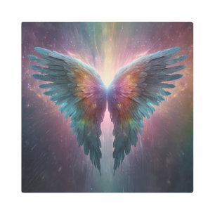 *~*Cosmic Neon Glowing Angel Wings AP78 Metal Print