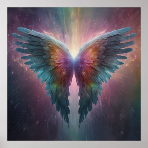 *~*Cosmic Neon Glowing Angel Wings AP78 Poster