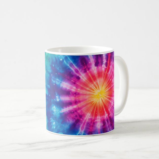 Cosmic neon rainbow tie dye coffee mug (Front Right)