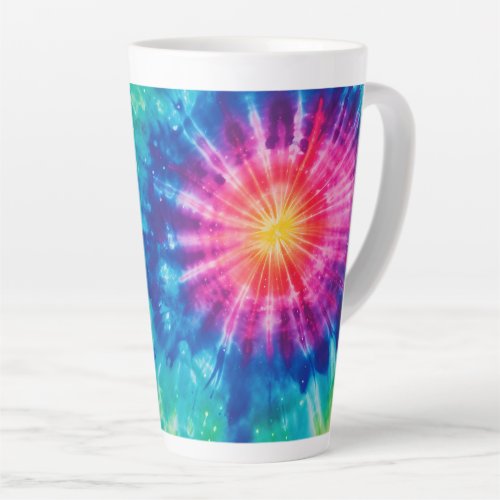 Cosmic neon rainbow tie dye latte mug