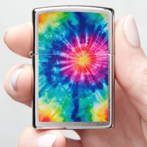 Cosmic neon rainbow tie dye zippo lighter