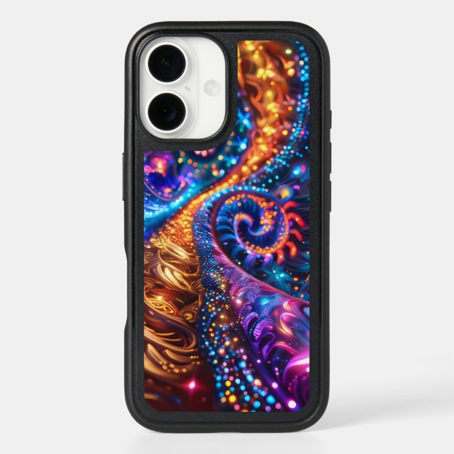 "Cosmic Neon Spiral – Vibrant Psychedelic Abstract Otterbox iPhone Case (Back)
