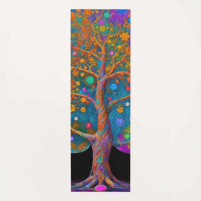 Cosmic New Age Tree of Life Yoga Mat (Front)