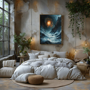 Cosmic Ocean Spiral: Surreal Seascape Poster