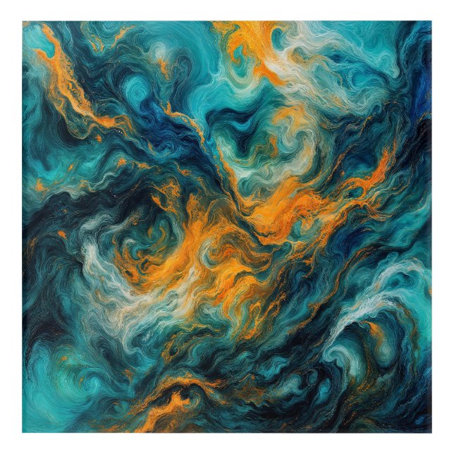 Cosmic Ocean Square – Colourful Abstract Acrylic Print (Front)
