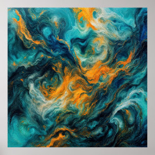 Cosmic Ocean Square – Colourful Abstract Poster