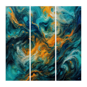 Cosmic Ocean Square – Colourful Abstract Triptych