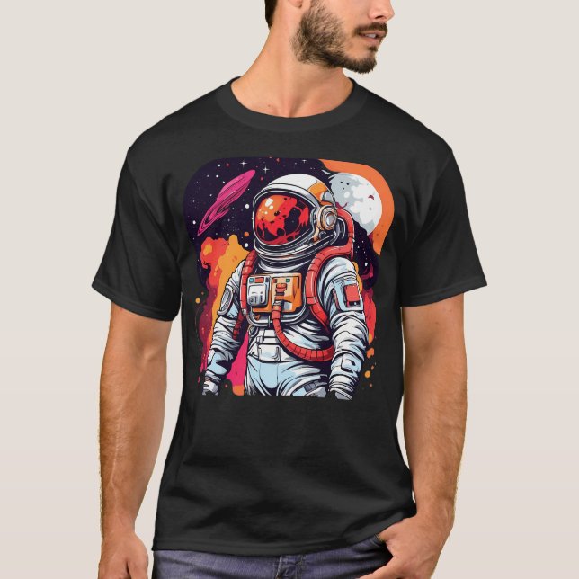 Cosmic Odyssey Astronaut In The Vastness Of Space T-Shirt (Front)