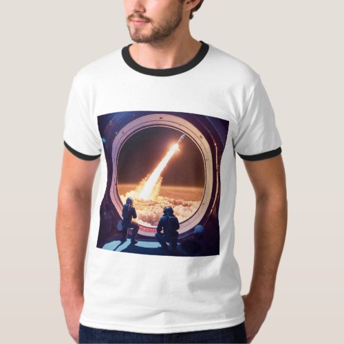  Cosmic Odyssey Missile Astronaut Graphic Tee T_Shirt