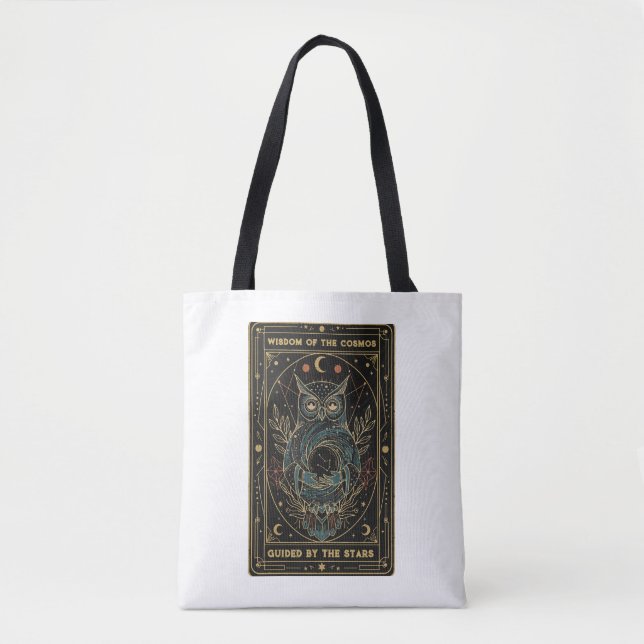 Cosmic Oracle Owl • Mystical Celestial  Tote Bag (Front)