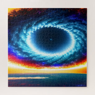 Cosmic Orange and Blue Colorful Galaxy in Space Jigsaw Puzzle
