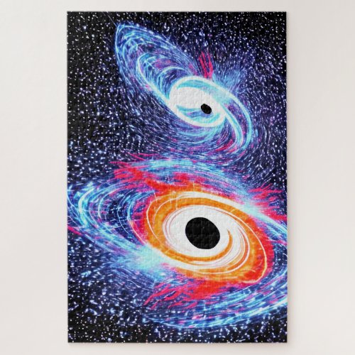 Cosmic Orange Red and Blue Outer Space Time Scene Jigsaw Puzzle