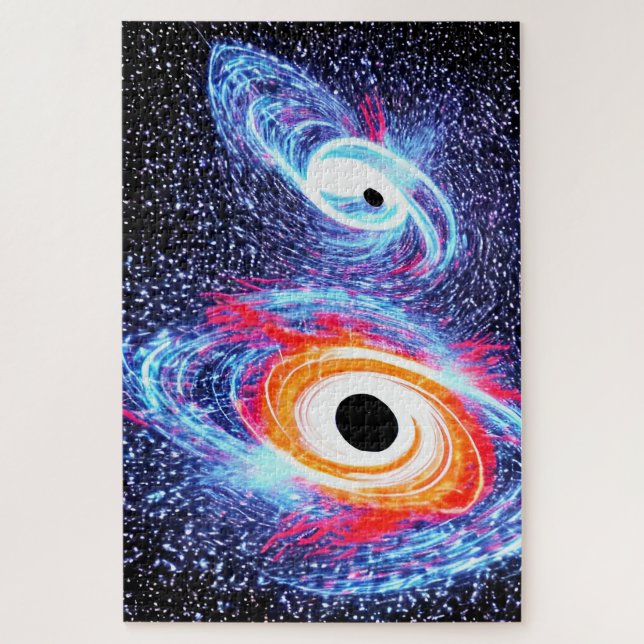 Cosmic Orange Red and Blue Outer Space Time Scene Jigsaw Puzzle (Vertical)