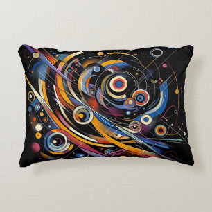Cosmic Orbit Geometry – Abstract Circle & Line Art Accent Pillow