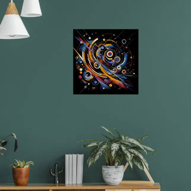 Cosmic Orbit Geometry – Abstract Circle & Line Art Poster | Zazzle