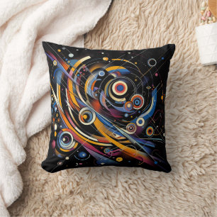 Cosmic Orbit Geometry – Abstract Circle & Line Art Throw Pillow