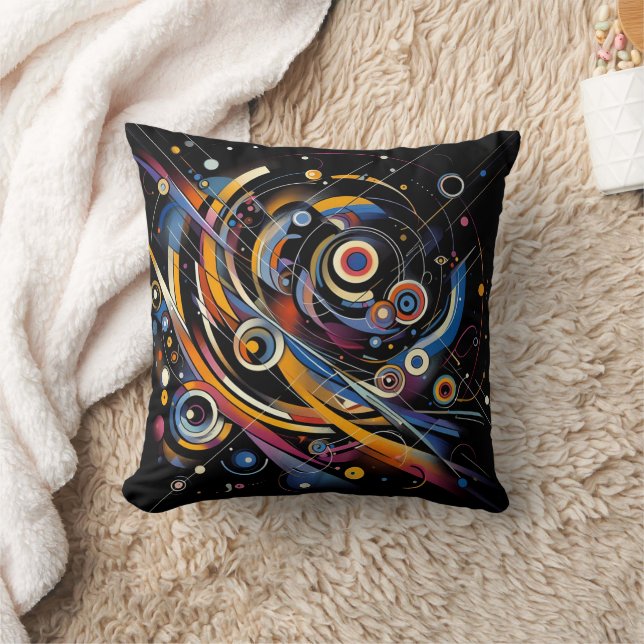 Cosmic Orbit Geometry – Abstract Circle & Line Art Throw Pillow (Blanket)