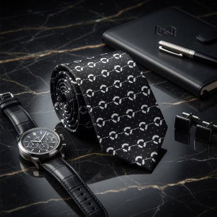 Cosmic Orbit Retro Dot Pattern Neck Tie