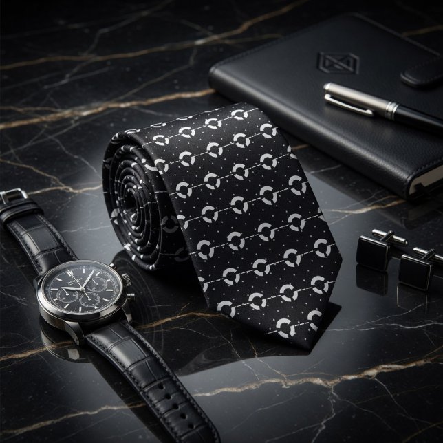 Cosmic Orbit Retro Dot Pattern Neck Tie (Creator Uploaded)