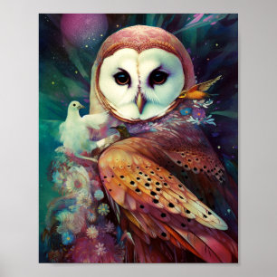 Cosmic Owl Fantasy Art Poster