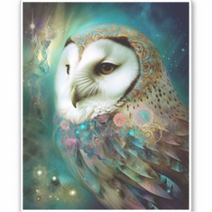 Cosmic Owl Fantasy Art Sticker