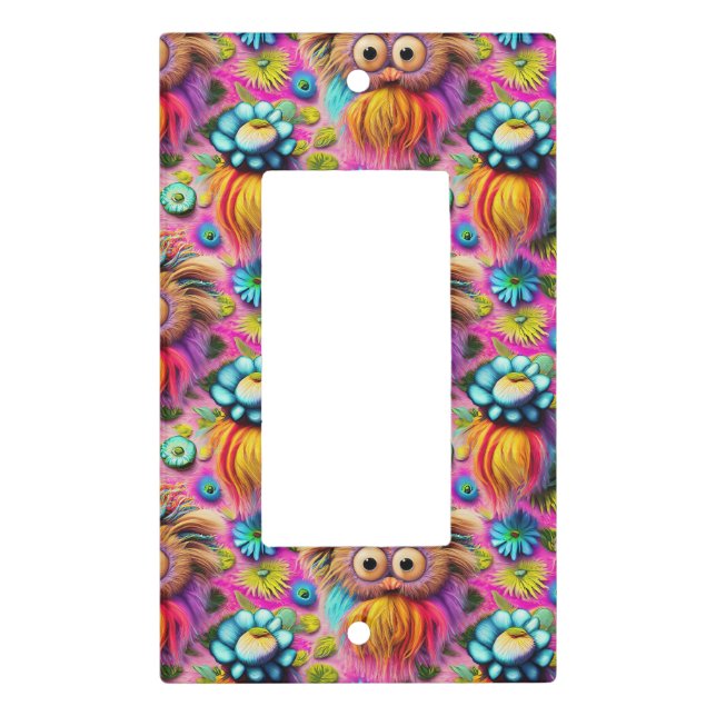 Cosmic Owl Trippy Hippie Psychedelic Original  Light Switch Cover (Front)