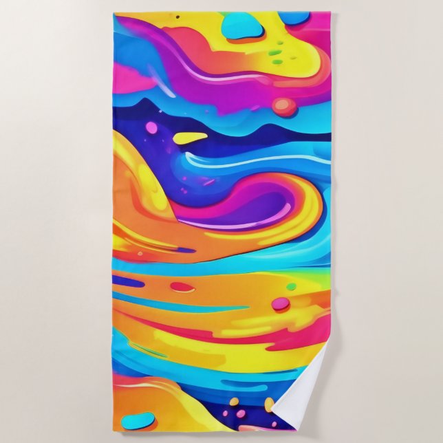 Cosmic Paint Swirls Beach Towel (Front)