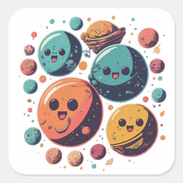 Cosmic Party Planets Sticker (Front)