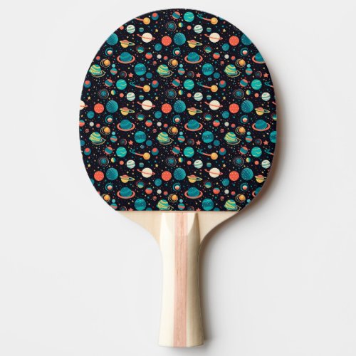 Cosmic Pattern Planets and Stars Ping Pong Paddle