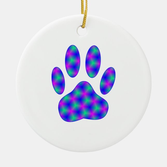 Cosmic Paw Print Ceramic Ornament (Front)
