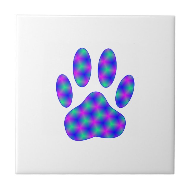 Cosmic Paw Print Ceramic Tile (Front)