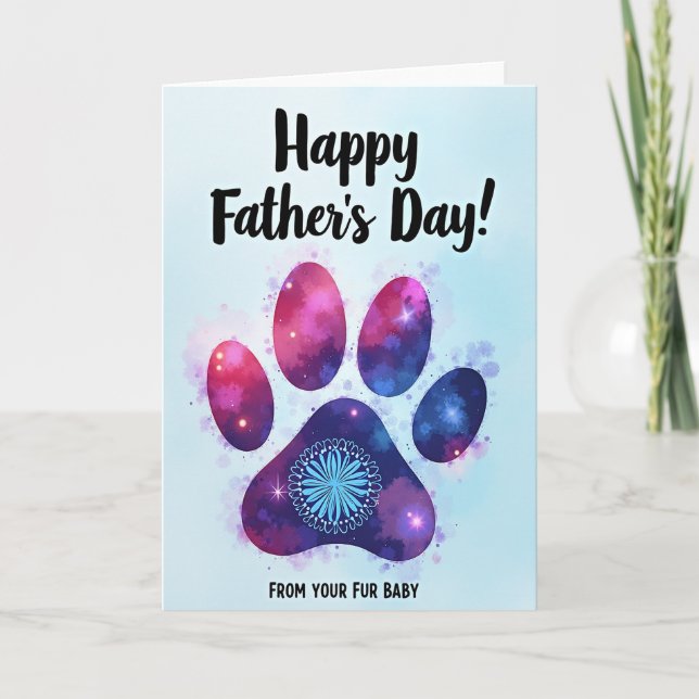 Cosmic Paw Print Fathers Day Card (Front)