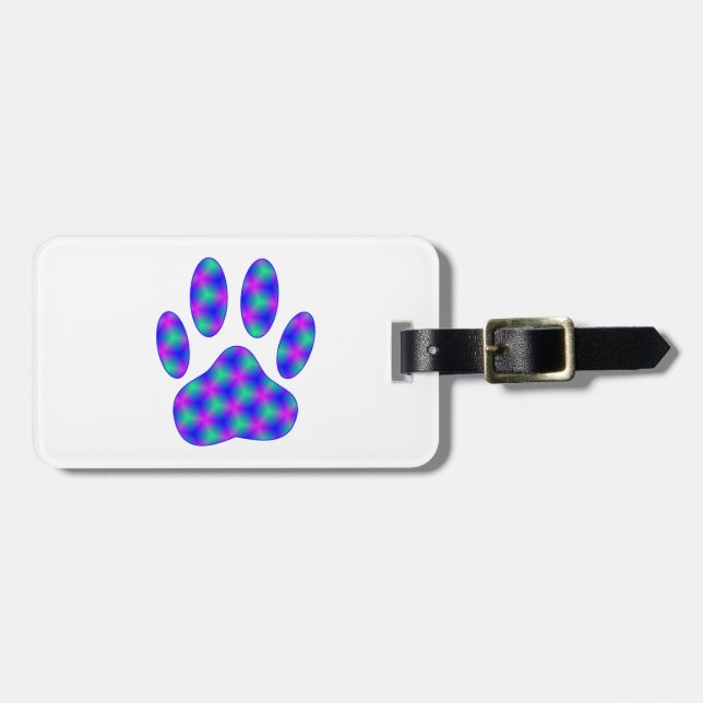 Cosmic Paw Print Luggage Tag (Front Horizontal)