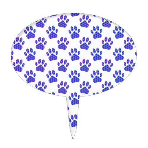 Cosmic Paw Print Pattern Cake Topper