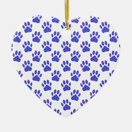 Cosmic Paw Print Pattern Ceramic Ornament