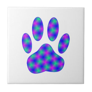 Cosmic Paw Print Pattern Ceramic Tile