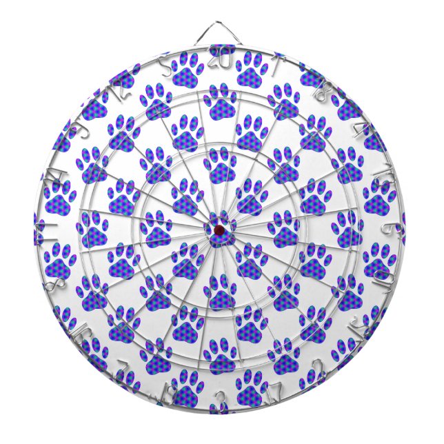 Cosmic Paw Print Pattern Dartboard With Darts (Front)