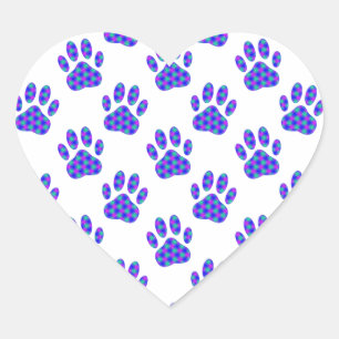 Cosmic Paw Print Pattern Heart Sticker