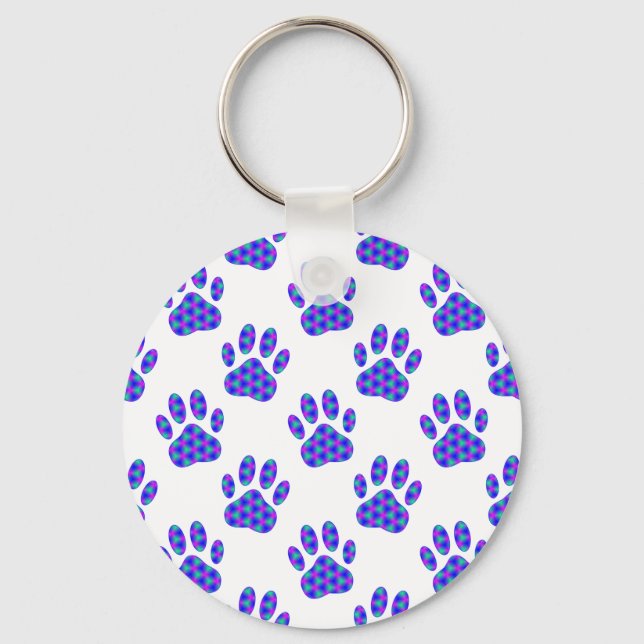 Cosmic Paw Print Pattern Keychain (Front)