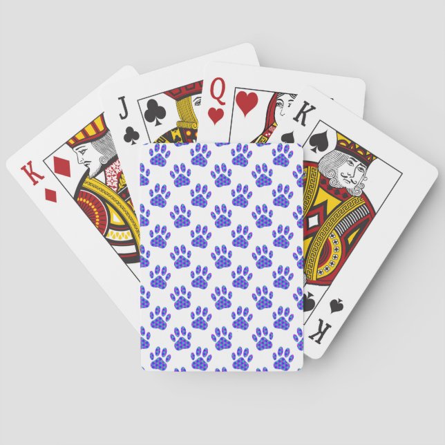 Cosmic Paw Print Pattern Poker Cards (Back)