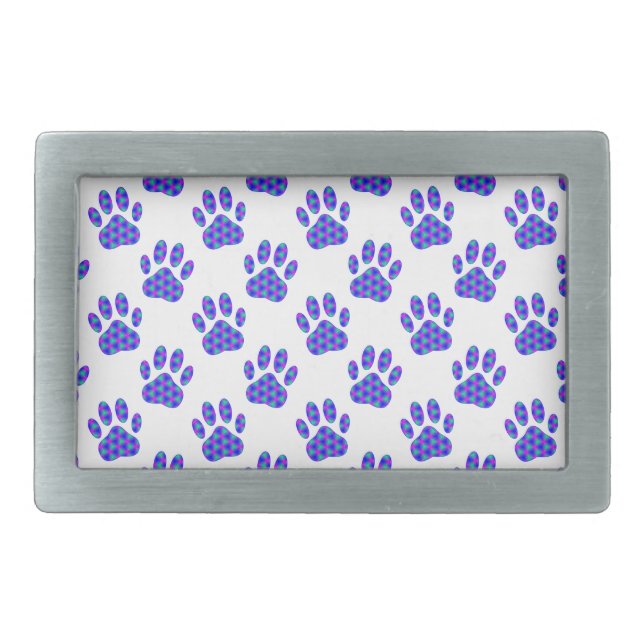 Cosmic Paw Print Pattern Rectangular Belt Buckle (Front)