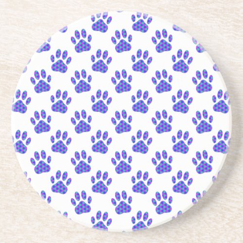 Cosmic Paw Print Pattern Sandstone Coaster