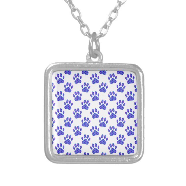 Cosmic Paw Print Pattern Silver Plated Necklace (Front)