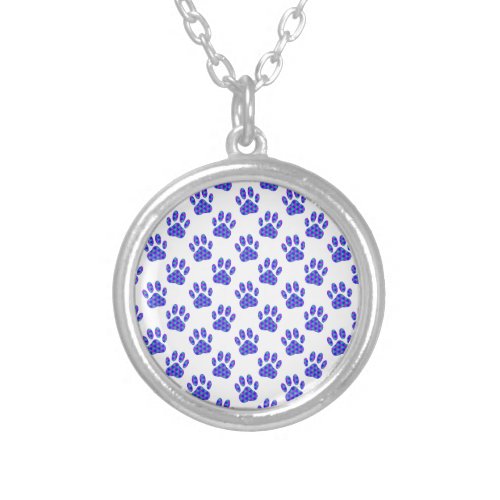 Cosmic Paw Print Pattern Silver Plated Necklace